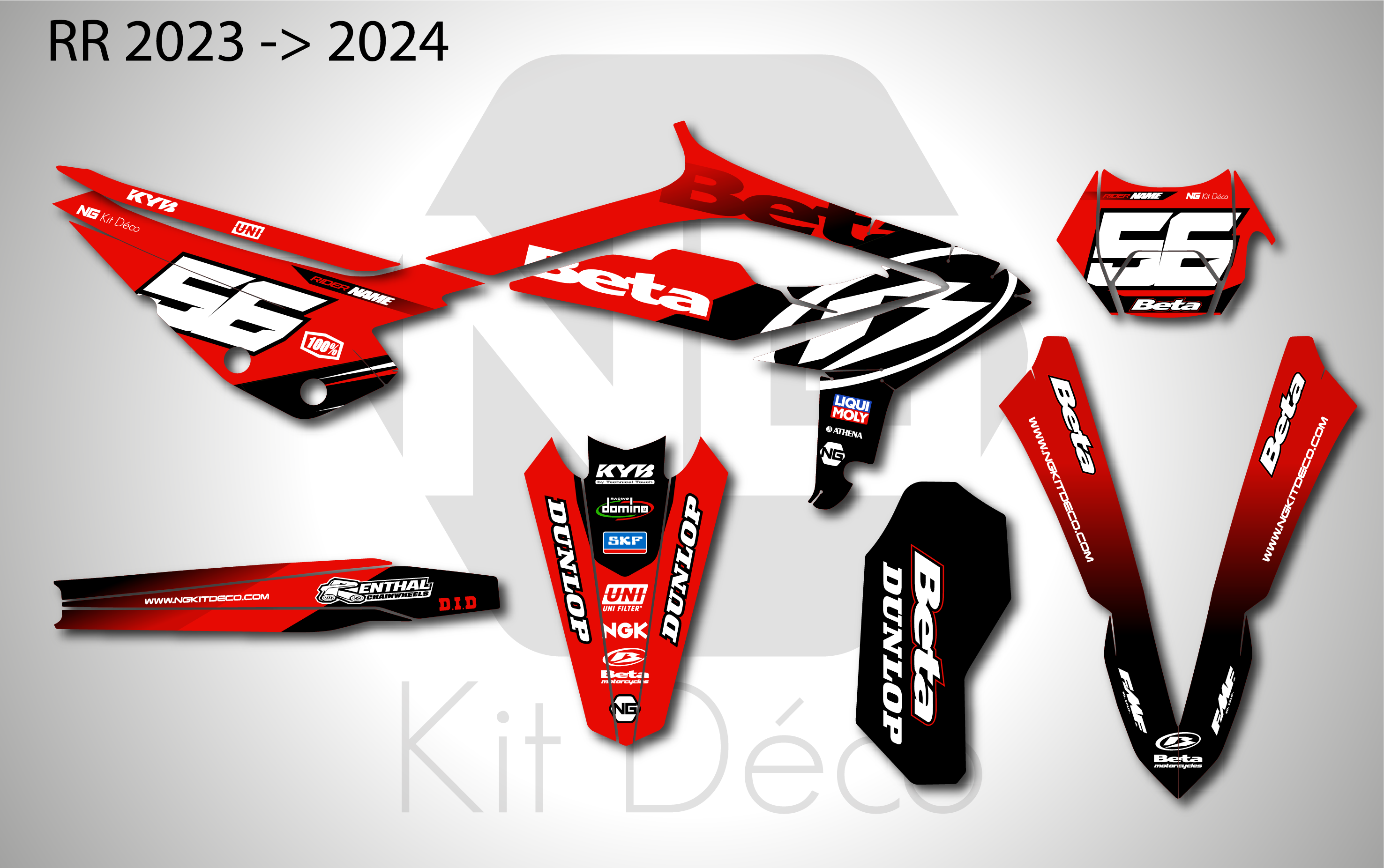 kit déco 125 200 250 300 350 390 430 480 beta rr rx 2023 2024 ng pure series enduro decals stickers graphcis autocollant adhesifs_Plan de travail 1