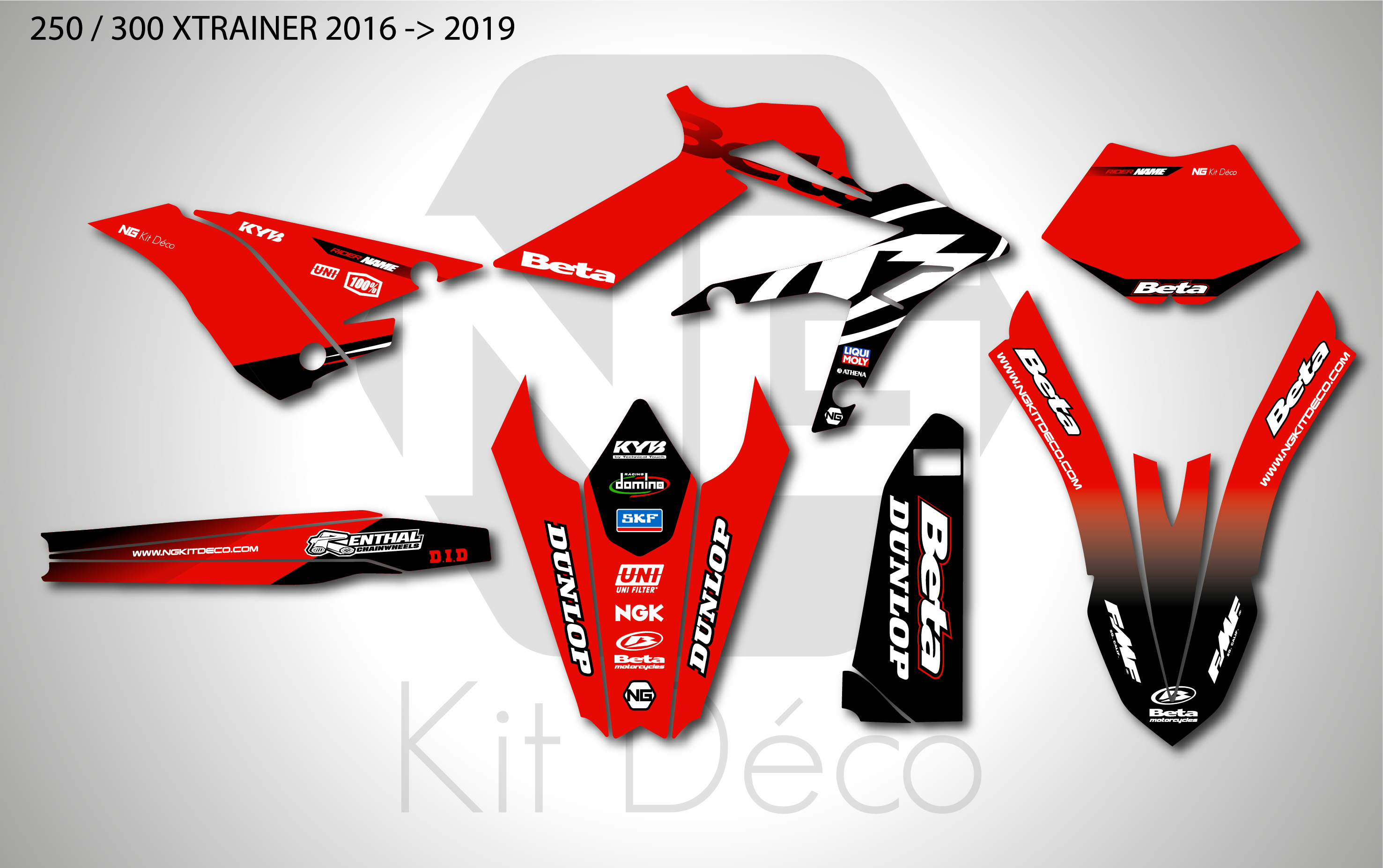 kit déco 250 300 xtrainer 2016 2017 2018 2019 beta enduro ng pure series decals stickers graphics autocollant adhesifs