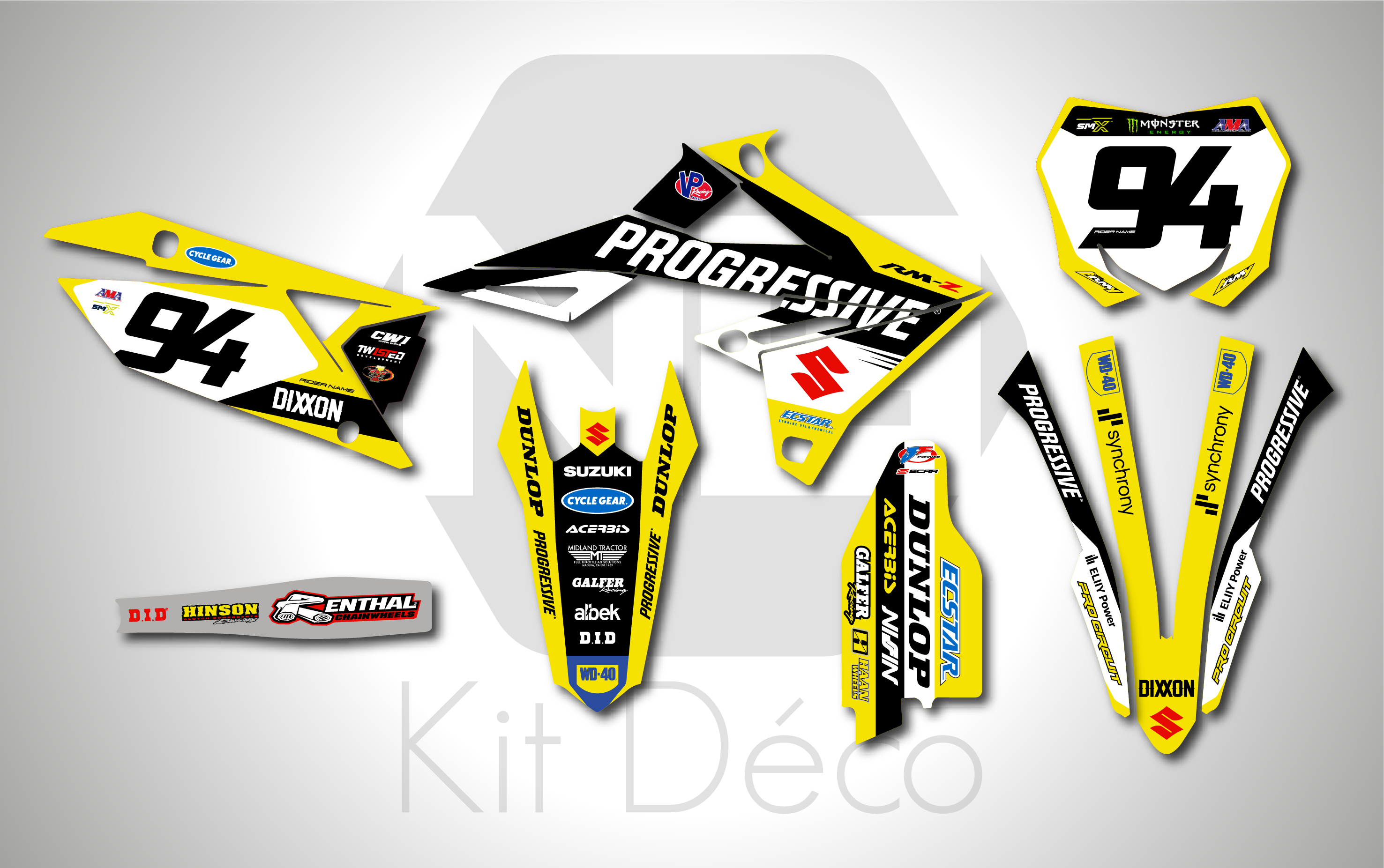 kit déco suzuki 250 450 rmz 2018 2019 2020 2021 2022 2023 2024 2025 motocross ng factory 2025 decals stickers graphics autocollant adhesifs_Plan de travail 1