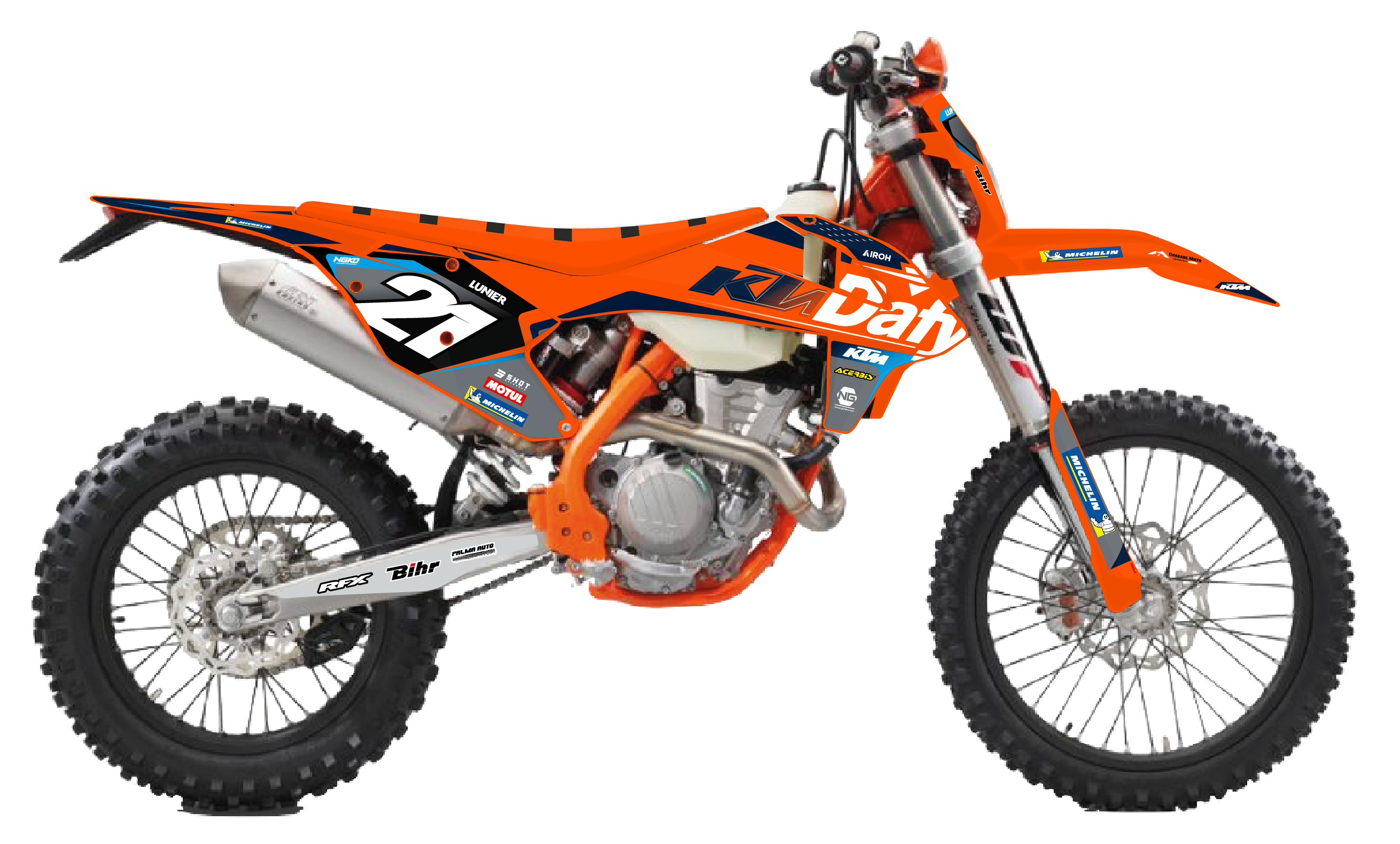 kit déco ktm 125 250 300 350 450 500 exc excf tpi xcw 2017 2018 2019 enduro ng team dafy 2025 decals stickers graphics autocollant adhesifs visuel_Plan de travail 1