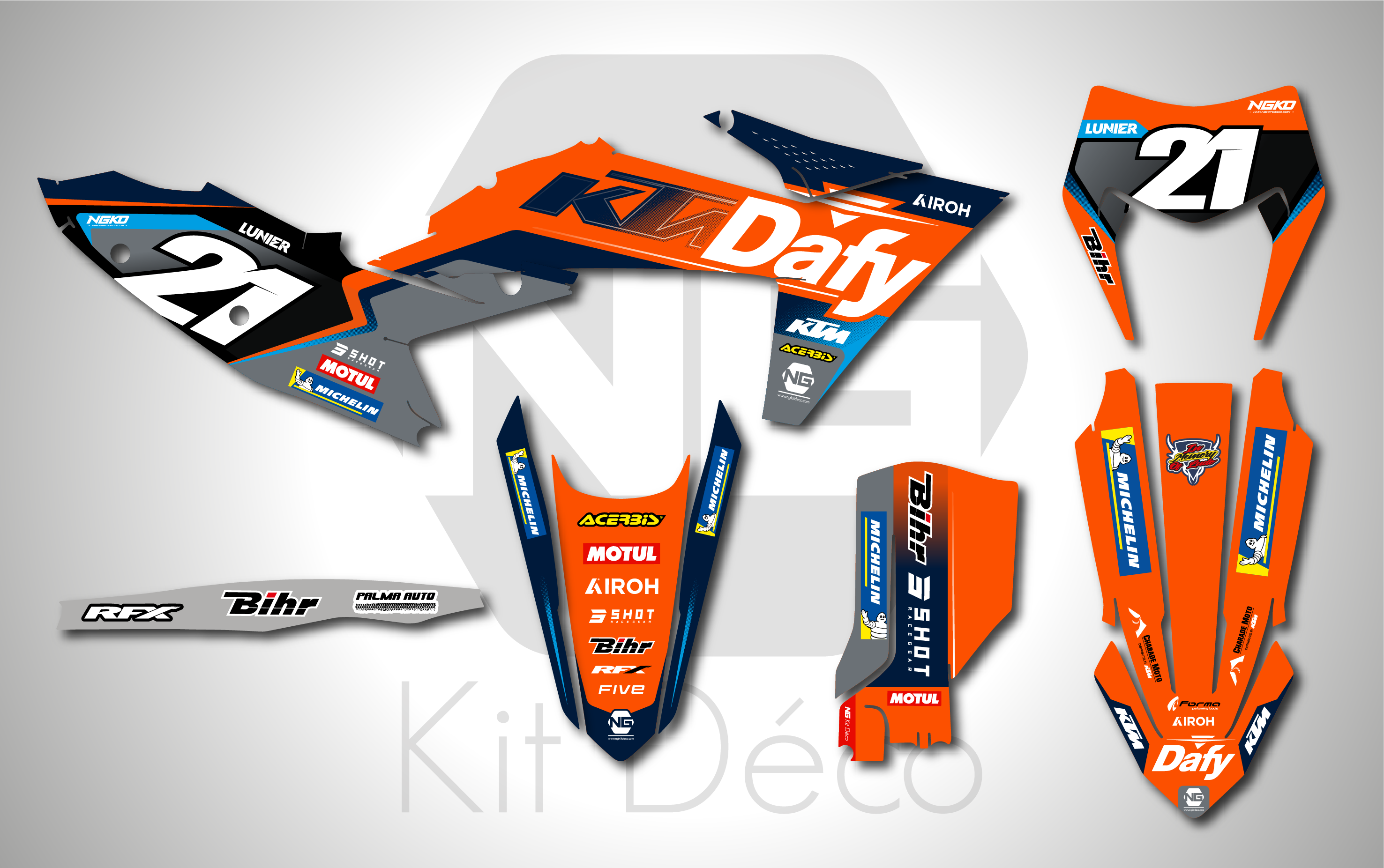 kit déco ktm 125 250 300 350 450 500 exc excf tpi xcw 2024 2025 2026 enduro ng dafy team 2025 decals stickers graphics autocollant adhesifs_Plan de travail 1