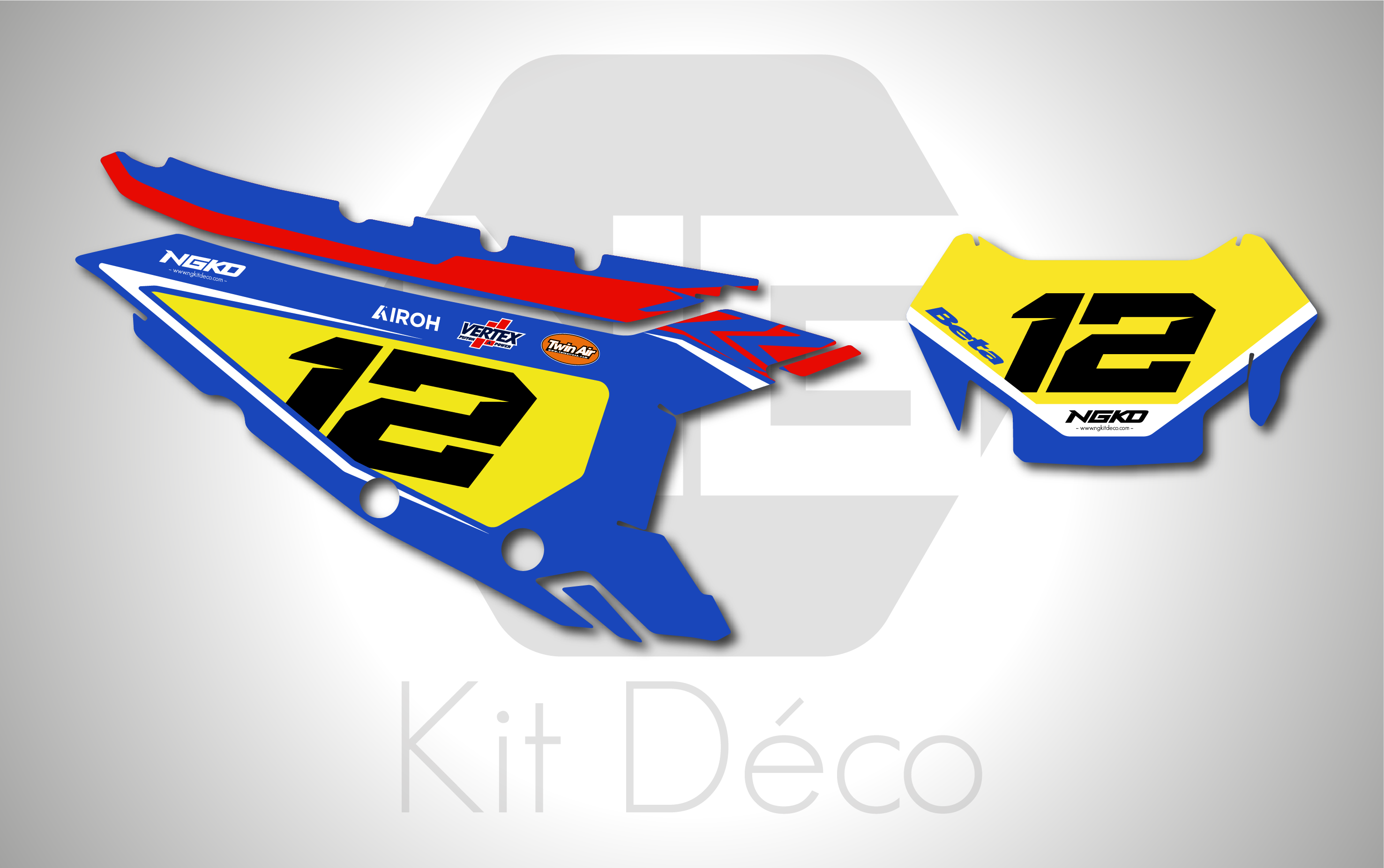 kit déco fond de plaque numéro 125 200 250 300 350 390 430 480 beta rr x pro 2025 2026 2027 ng factory team 2026 enduro decals stickers graphcis autocollant adhesifs