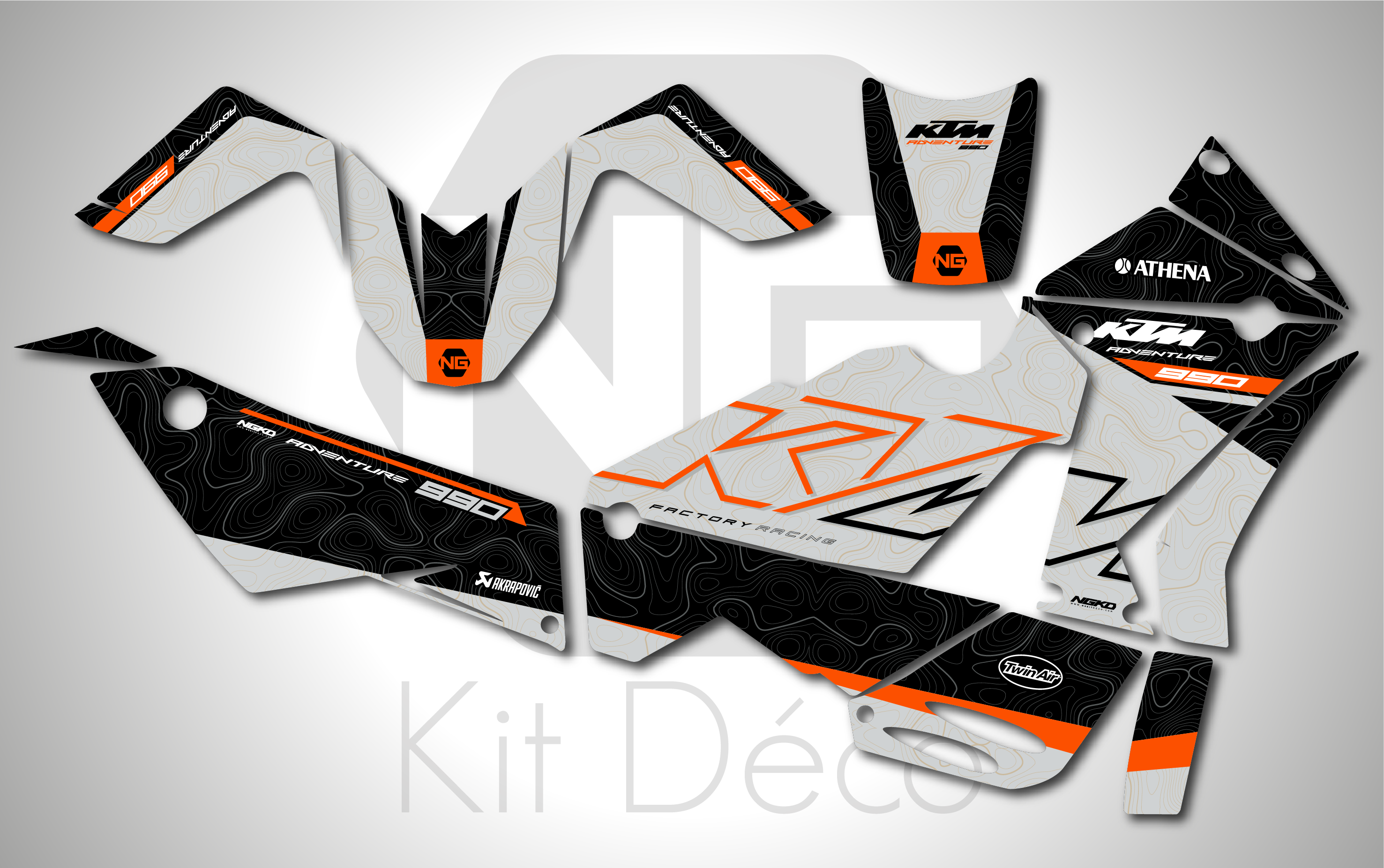 kit déco ktm 990 adventure 2006 2007 2008 2009 2010 2011 2012 trail enduro ng adv séries decals graphics stickers autocollant adhésifs_Plan de travail 1