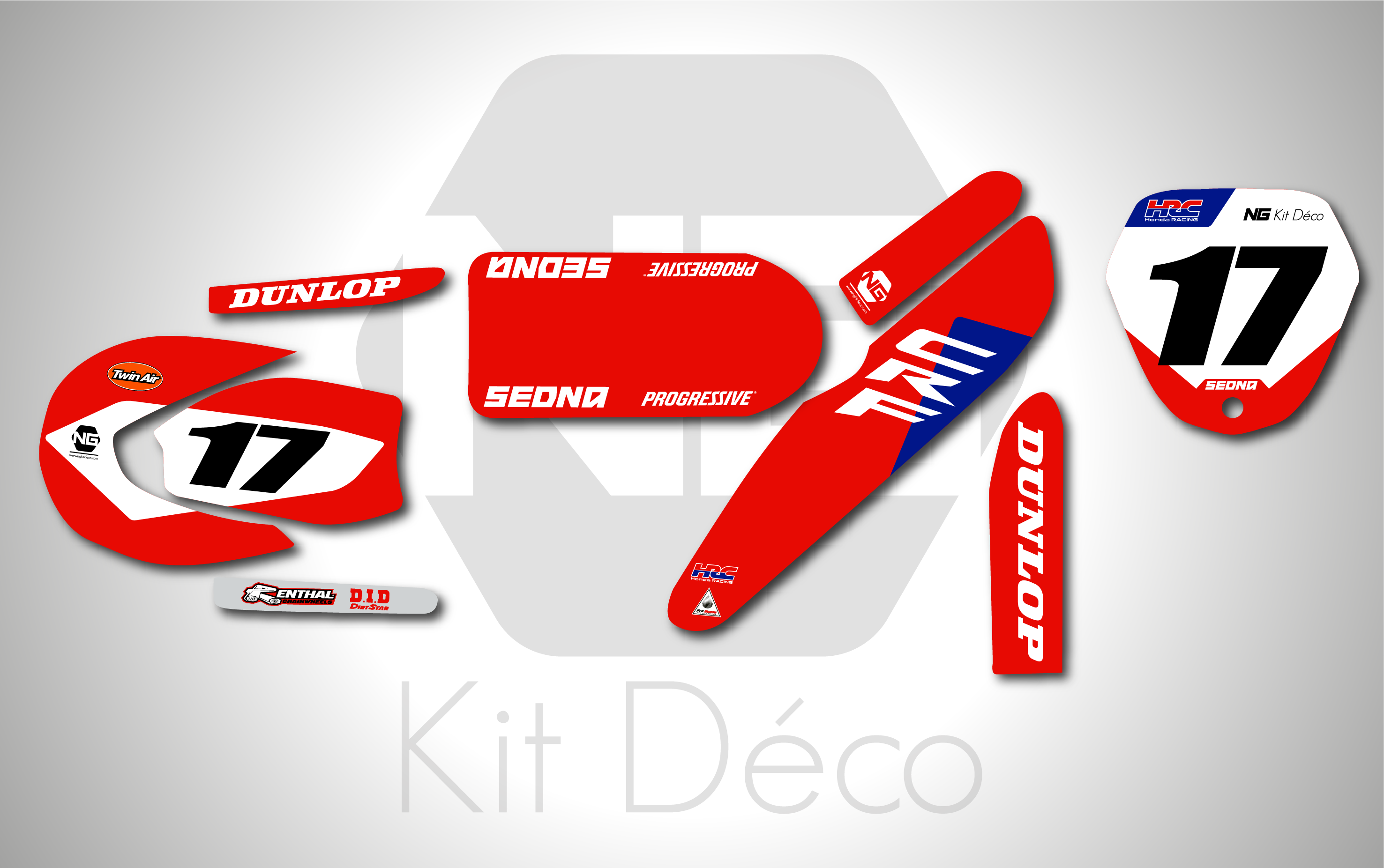 kit déco draisienne sedna mx 12 ng decals honda crf factory réplica mx decals graphics autocollant adhésifs_Plan de travail 1