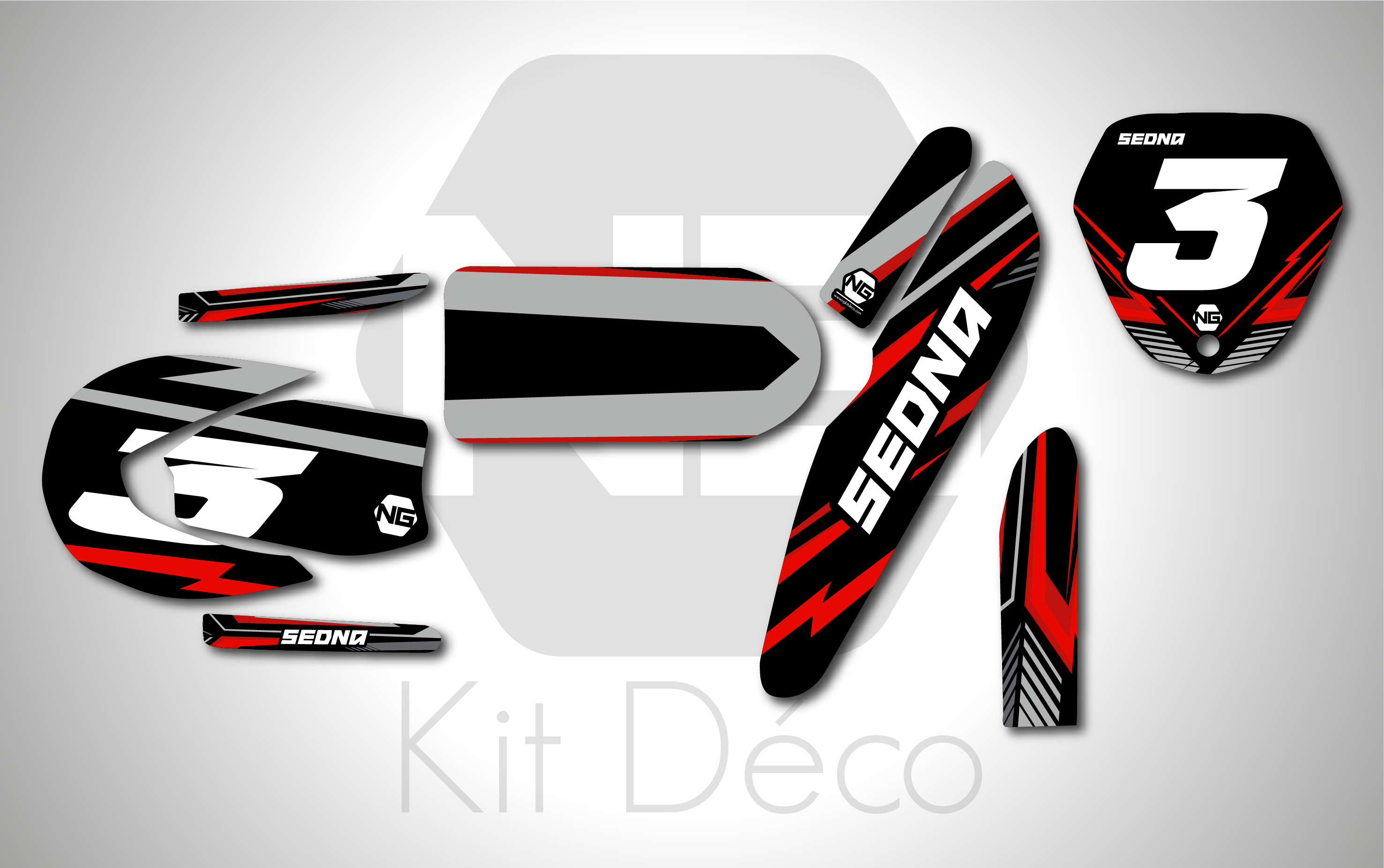 kit déco draisienne sedna mx 12 ng decals thunder séries rouge réplica mx decals graphics autocollant adhésifs_Plan de travail 1