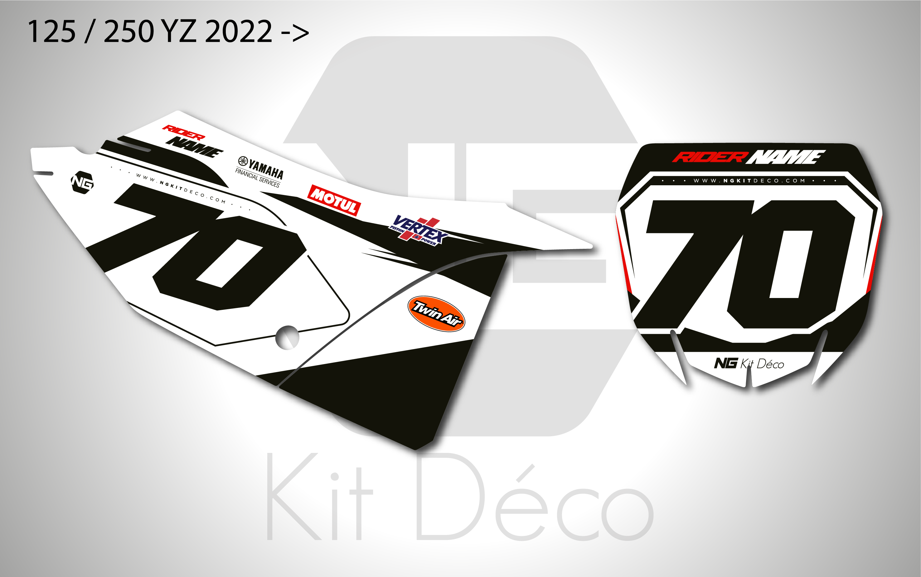 kit déco fond de plaques numéros 125 250 yz yamaha 2022 2023 2024 2025 2026 2027 motocross ng 70 th anniversaire mx decals stickers graphics autocollant adhesifs