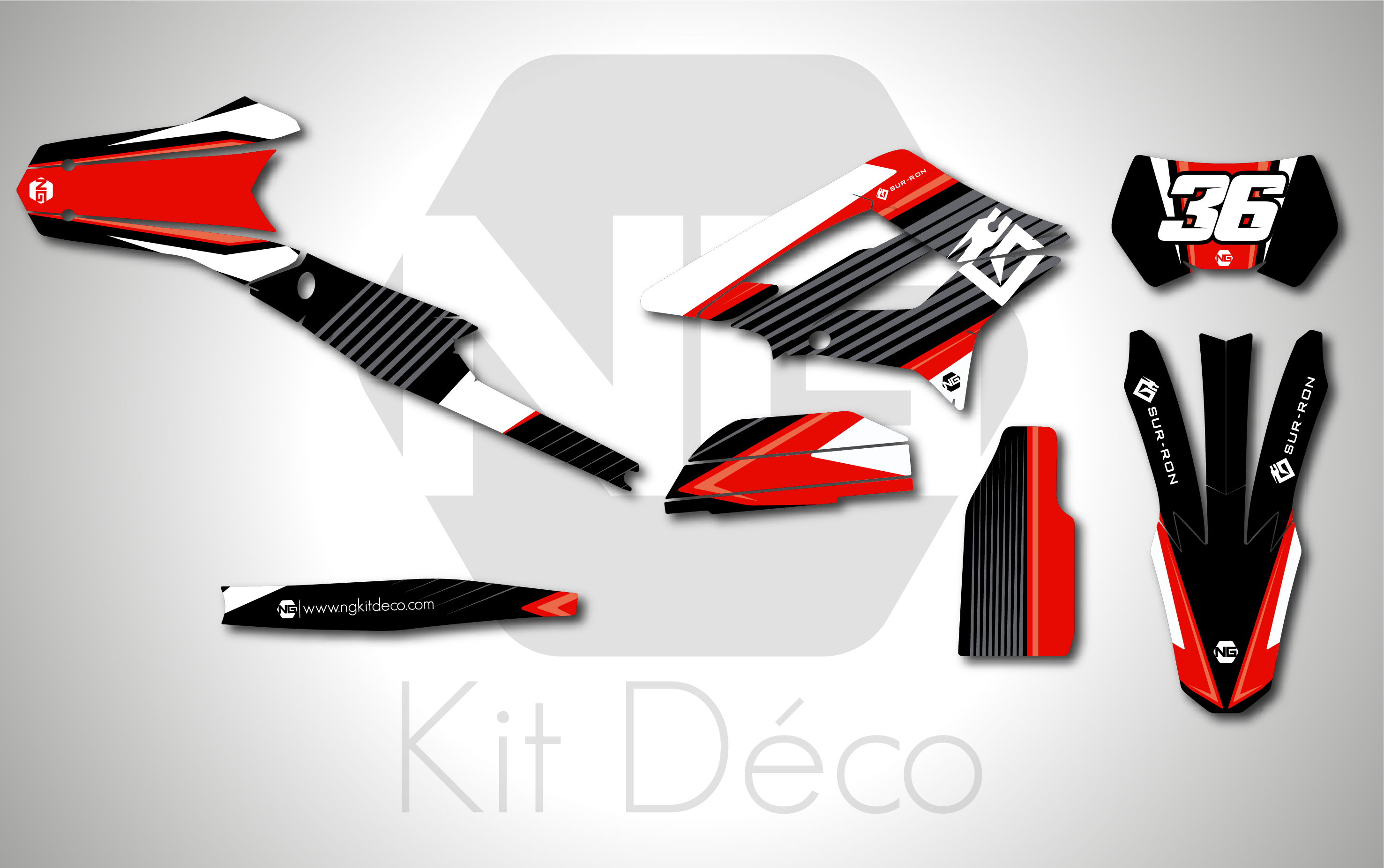 kit déco moto électrique sur ron suron storm bee ted series rouge ng decals stickers graphics autocollant adhésifs_Plan de travail 1