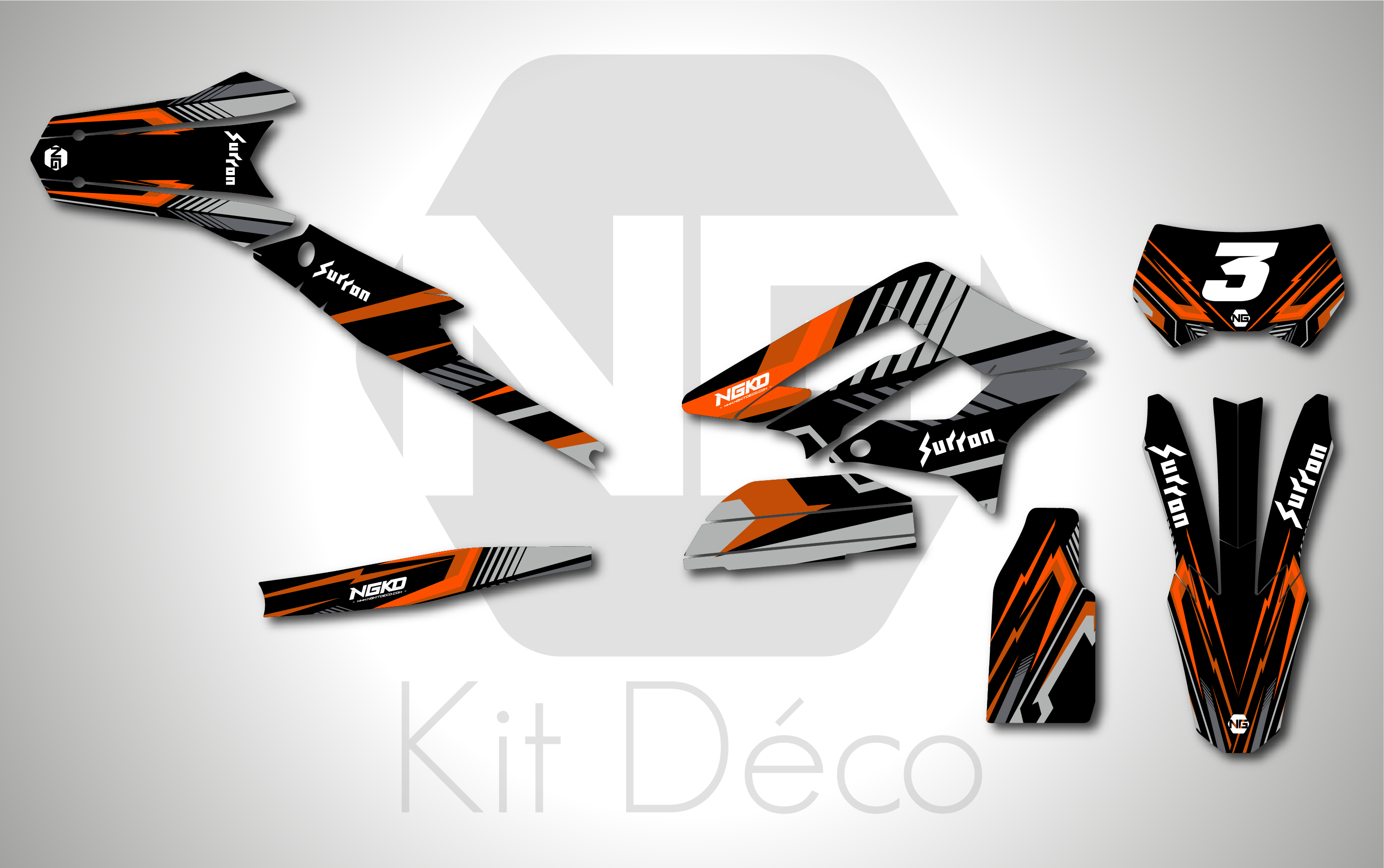 kit déco moto électrique sur ron suron storm bee thunder orange ng decals stickers graphics autocollant adhésifs_Plan de travail 1