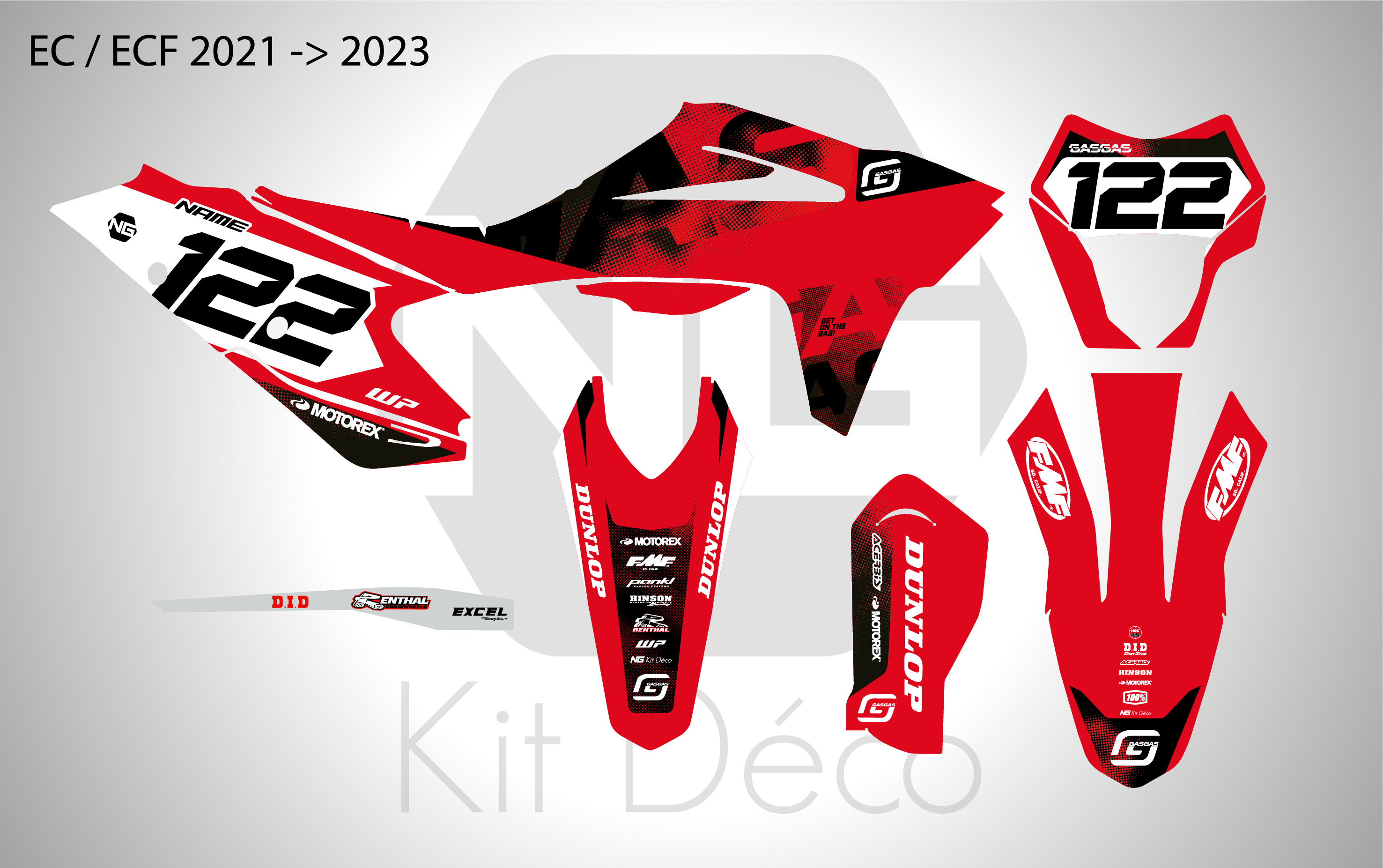 kit déco 125 200 250 300 350 450 ec ecf 2021 2022 2023 gasgas enduro ng origine oem originality 2026 decals stickers graphics autocollant adhesifs