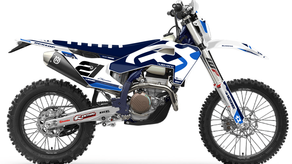 kit déco 125 250 300 350 450 501 te fe husqvarna 2026 2027 enduro ng origine originality 2026 bleu decals stickers graphics autocollant adhesifs 2 visuel
