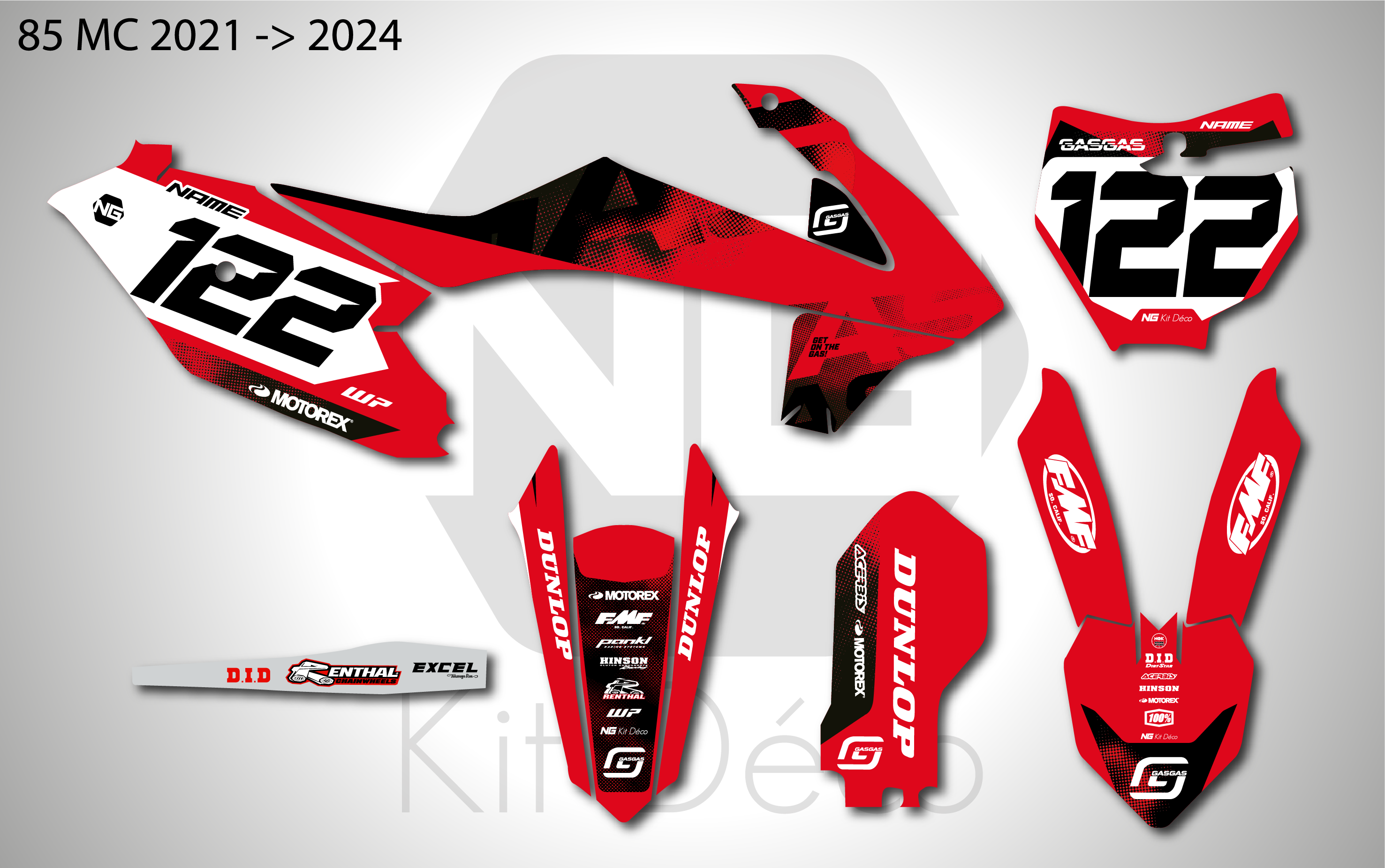 kit déco 85 mc 2021 2022 2023 2024 gasgas motocross ng origine originality 2026 mx decals stickers graphics autocollant adhesifs