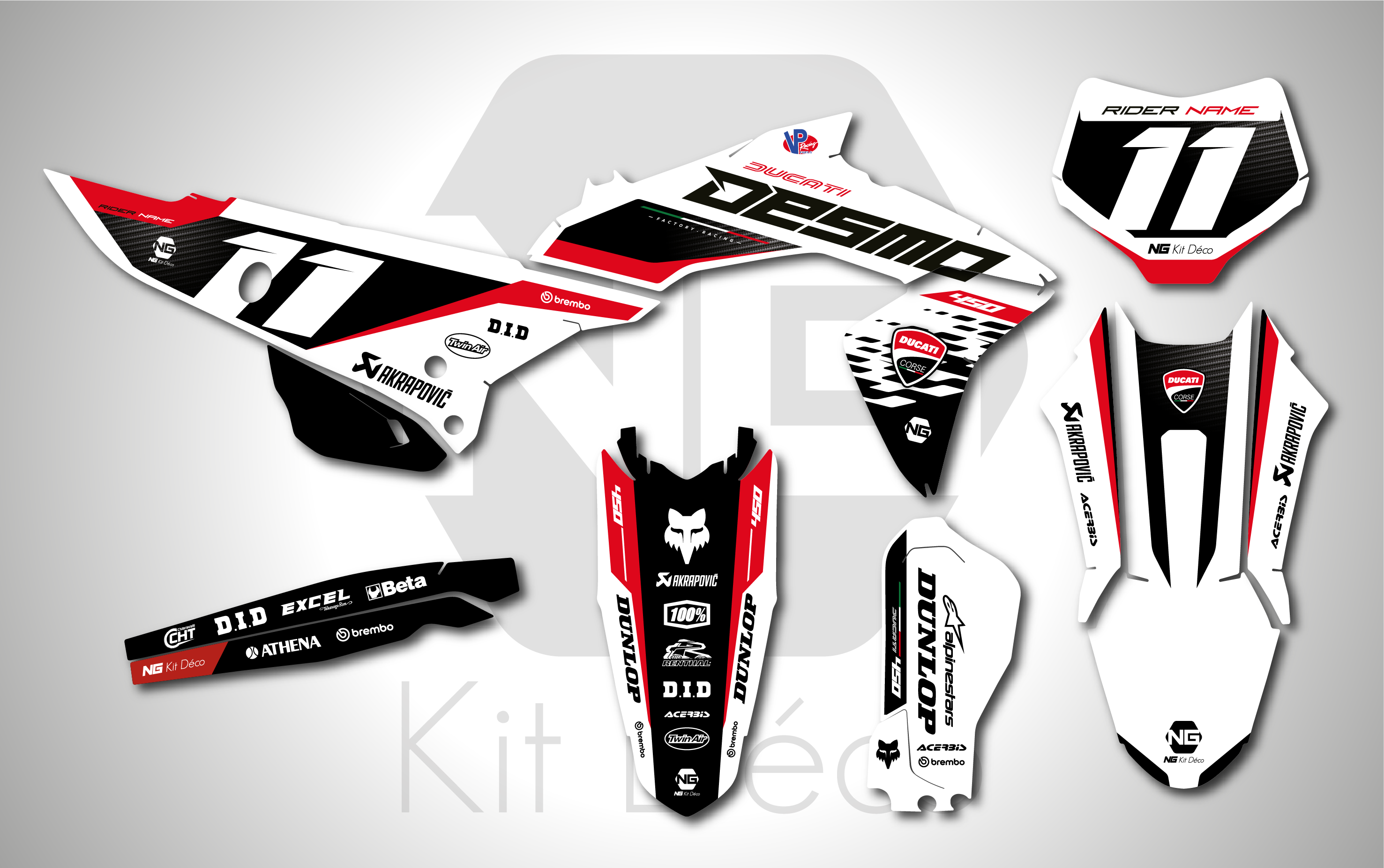 kit déco ducati 450 desmo 2025 2026 ng one one series motocross graphics autocollant decals stickers