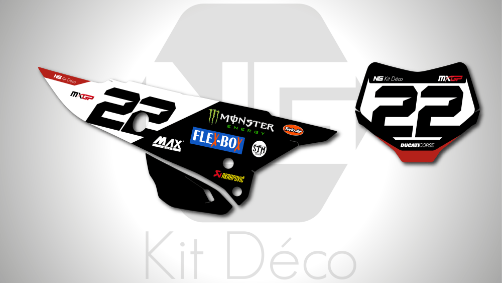 kit déco fond de plaque numéros ducati 450 desmo 2025 2026 ng factory series séries motocross graphics autocollant decals stickers