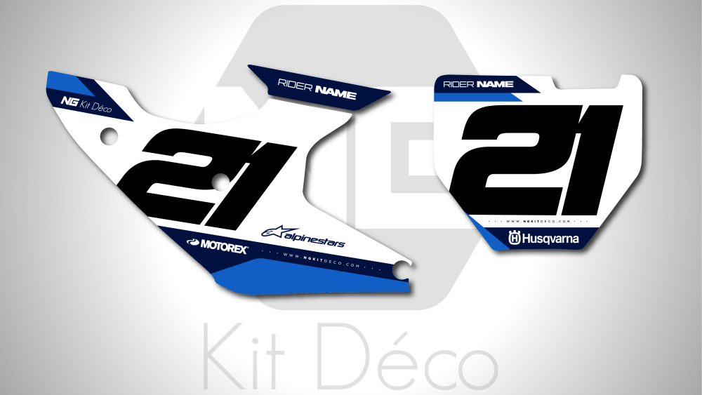 kit déco fond de plaques numéros 125 150 250 300 350 450 TC fc 2026 2027 husqvarna ng origine originality 2026 bleu motocross graphics mx decals autocollant adhesifs