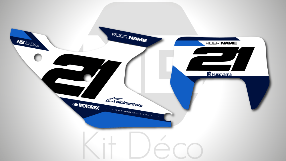 kit déco fond de plaques numéros 125 250 300 350 450 501 te fe husqvarna 2026 2027 enduro ng origine originality 2026 bleu decals stickers graphics autocollant adhesifs