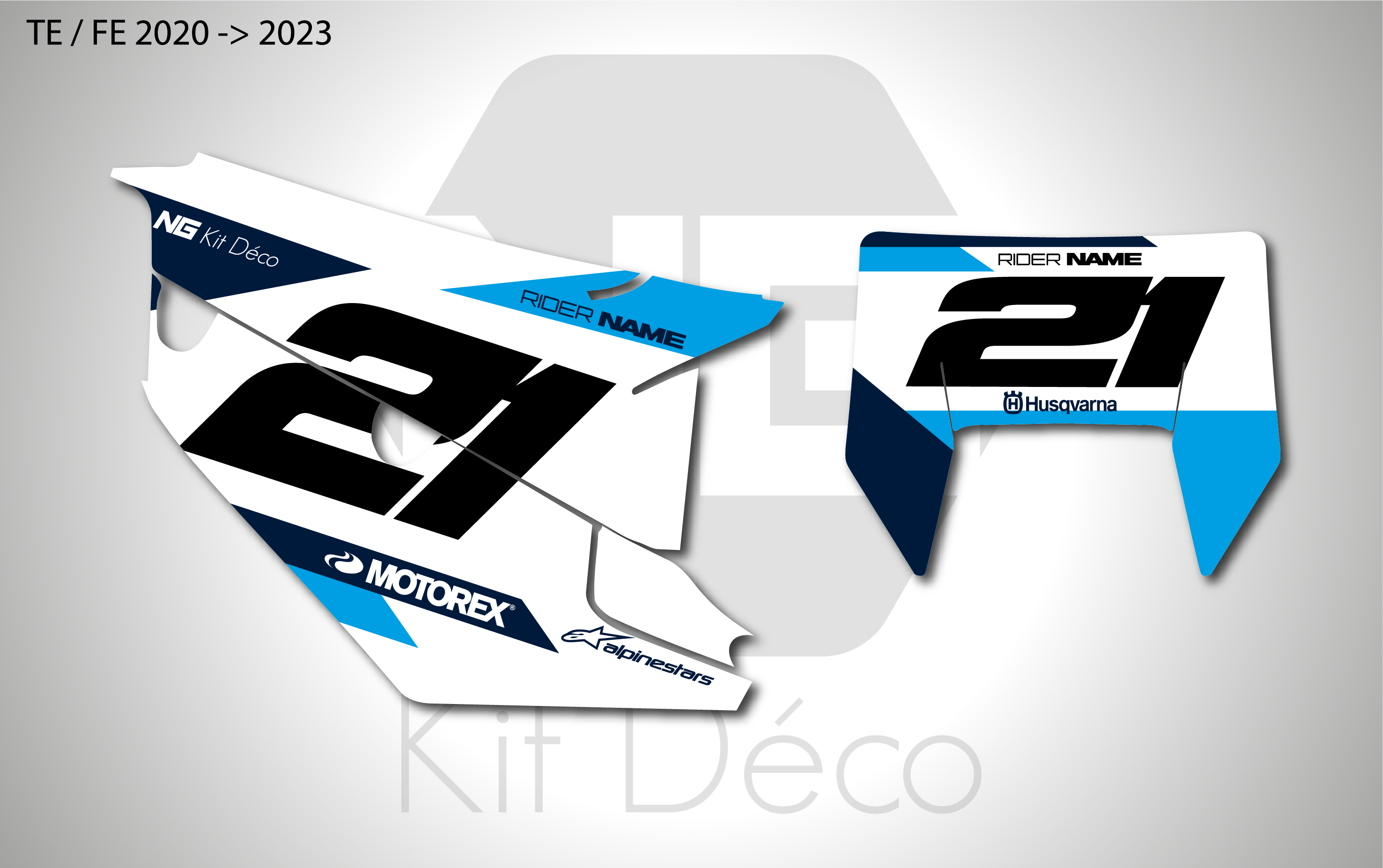 kit déco fond de plaques numéros husqvarna te fe 125 250 300 350 450 501 2020 2021 2022 2023 ng enduro origine originality 2026 decals stickers graphics autocollant adhesifs