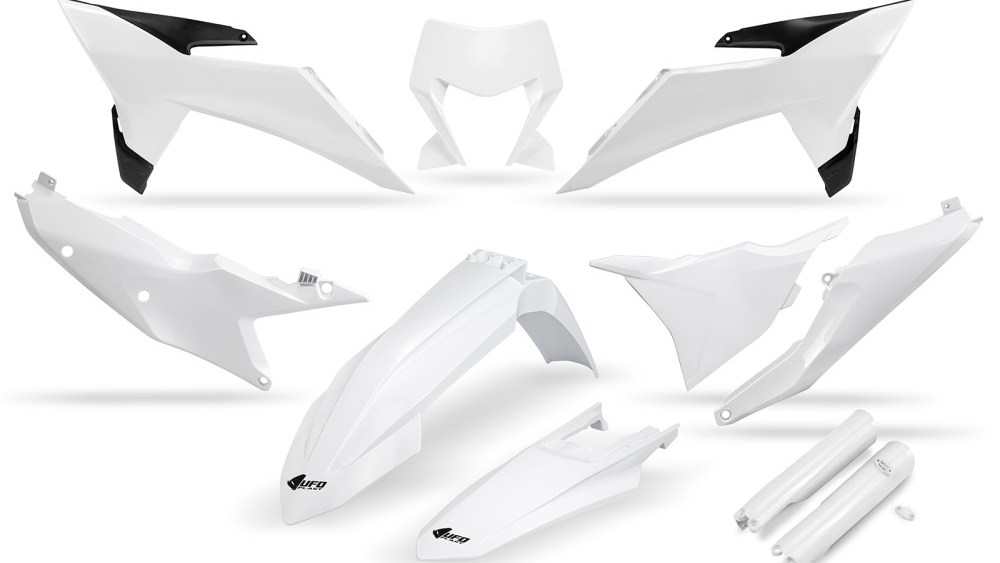 kit plastique ktm exc excf tpi xcw 125 200 250 300 350 450 500 2026 2027 kit complet ufo blanc