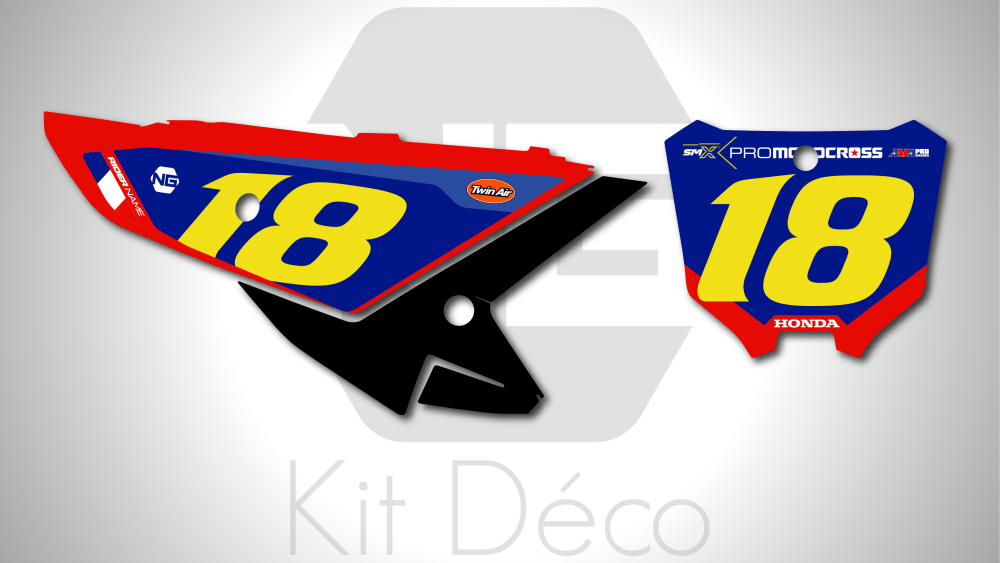 kit déco fond de plaques numéros 250 450 crf 2025 2026 2027 honda motocross ng factory hrc 2026 mx decals graphics stickers autocollant adhesifs