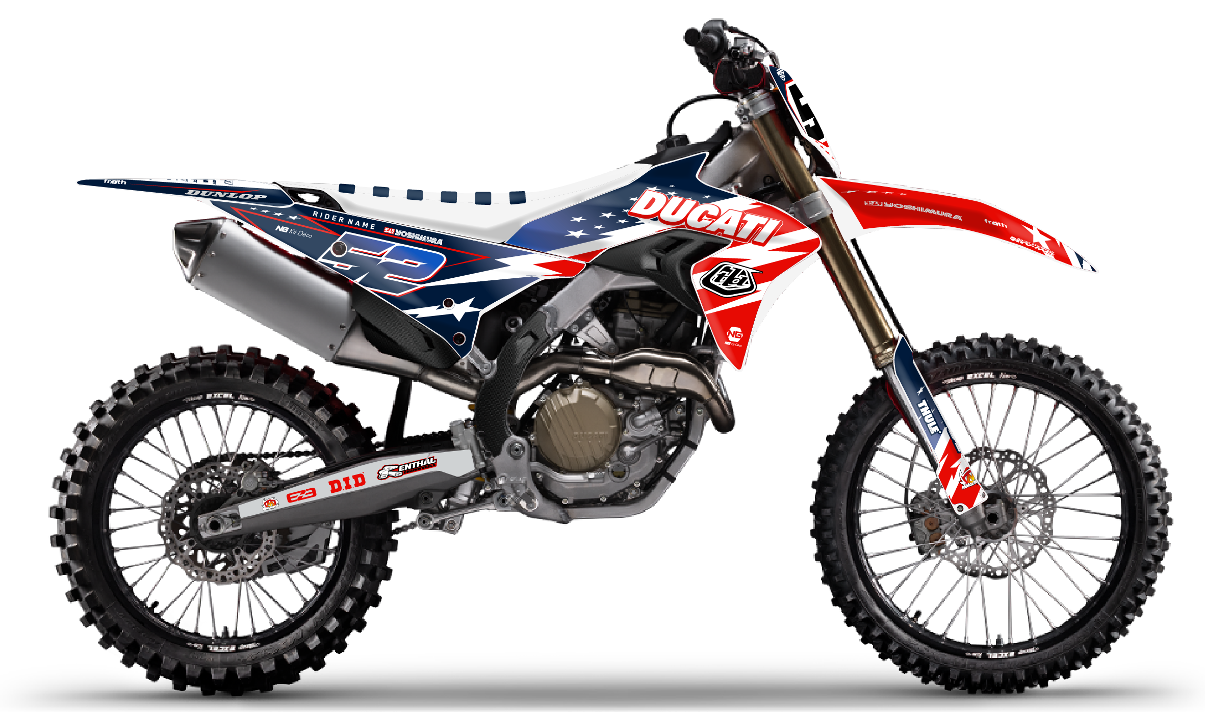 kit déco ducati 250 450 desmo 2025 2026 2027 ng américa usa séries motocross graphics autocollant decals stickers visuel