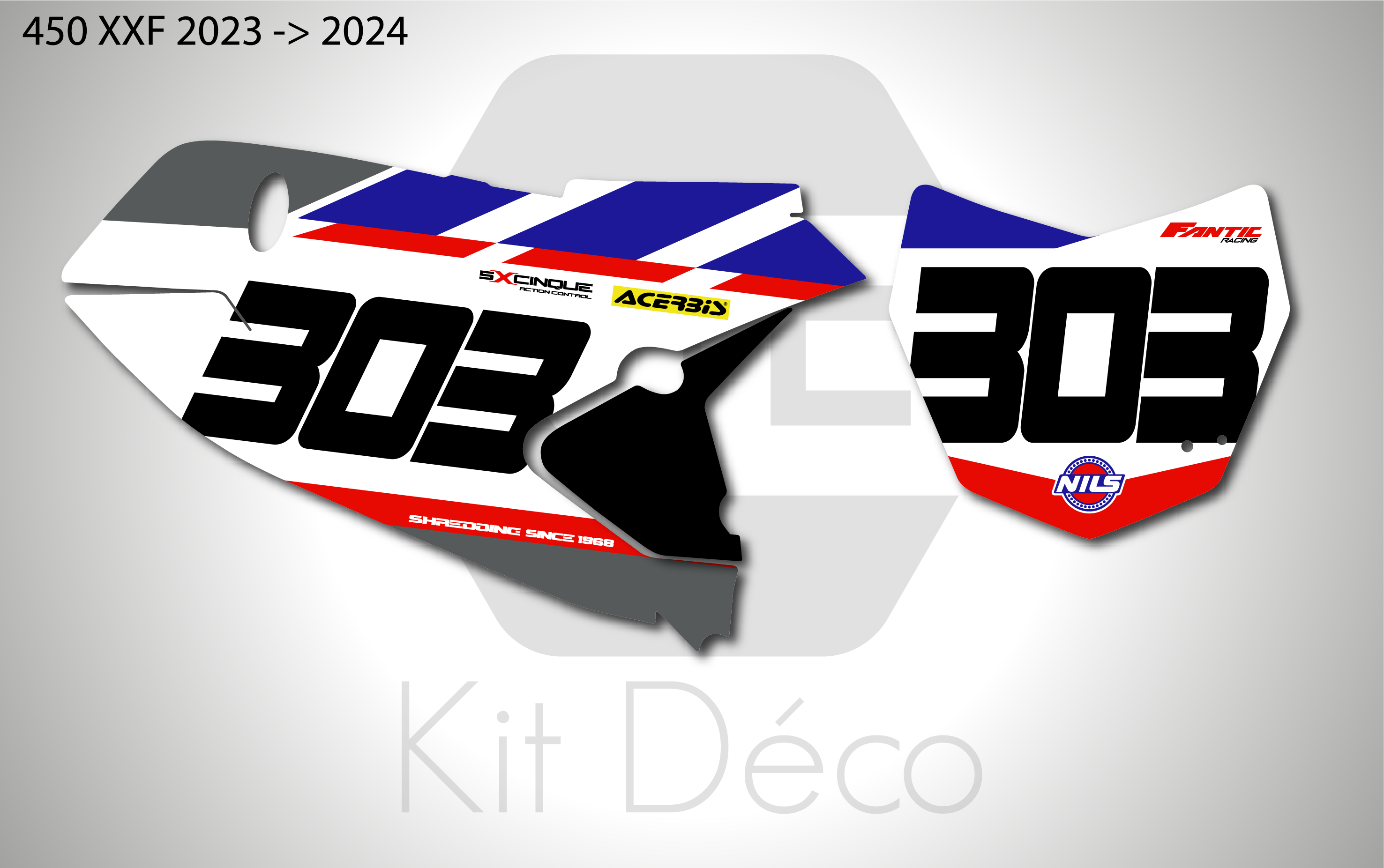 kit déco fond de plaque numéros fantic 450 xxf 2023 2024 motocross ng factory team réplica series mxgp 2026 motocross mx decals stickers graphics autocollant adhesifs
