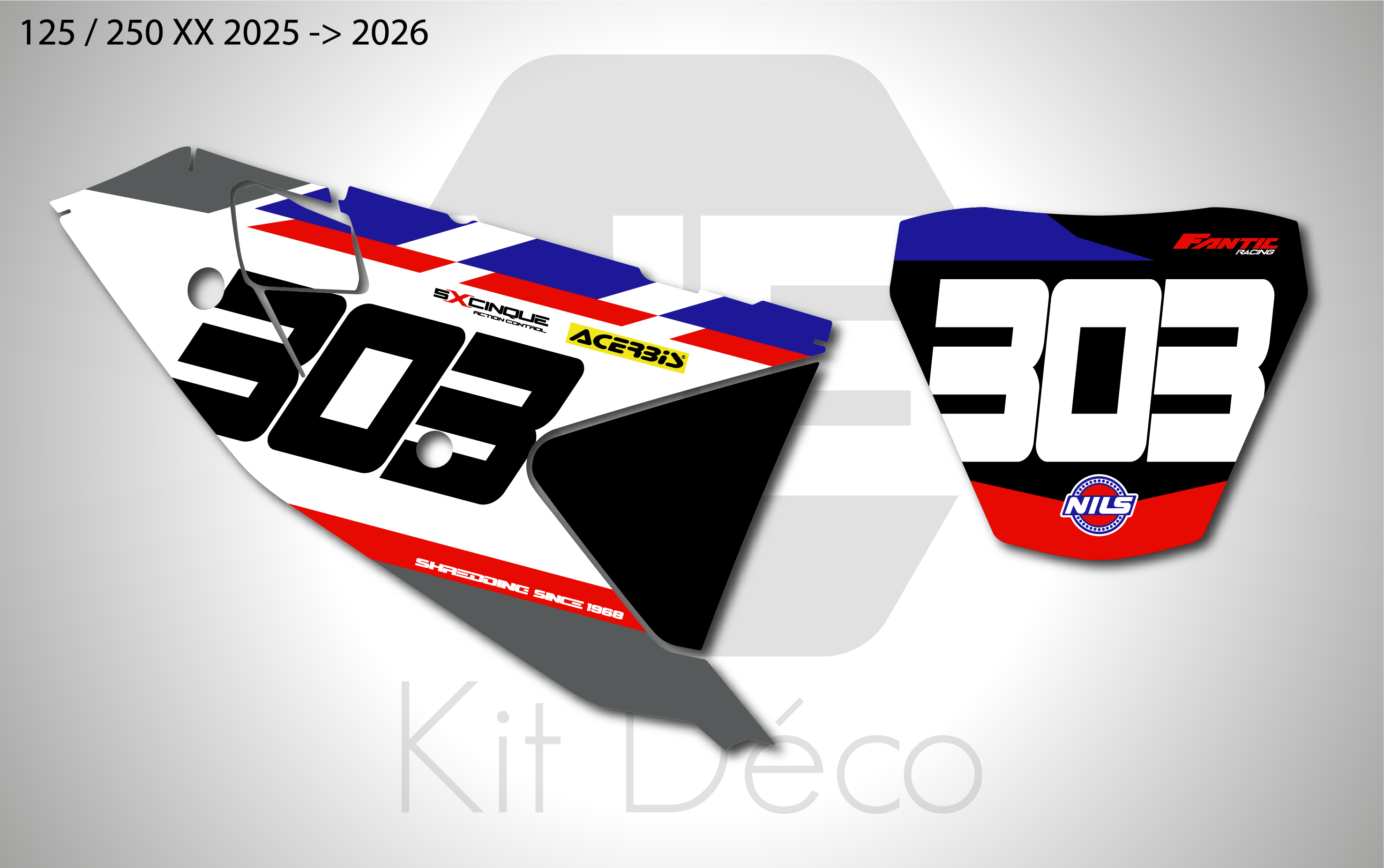 kit déco fond de plaques numéros fantic 125 250 xx 2025 2026 2027 ng motocross factory team racing mxgp 2026 mx decals stickers graphics autocollant adhesifs