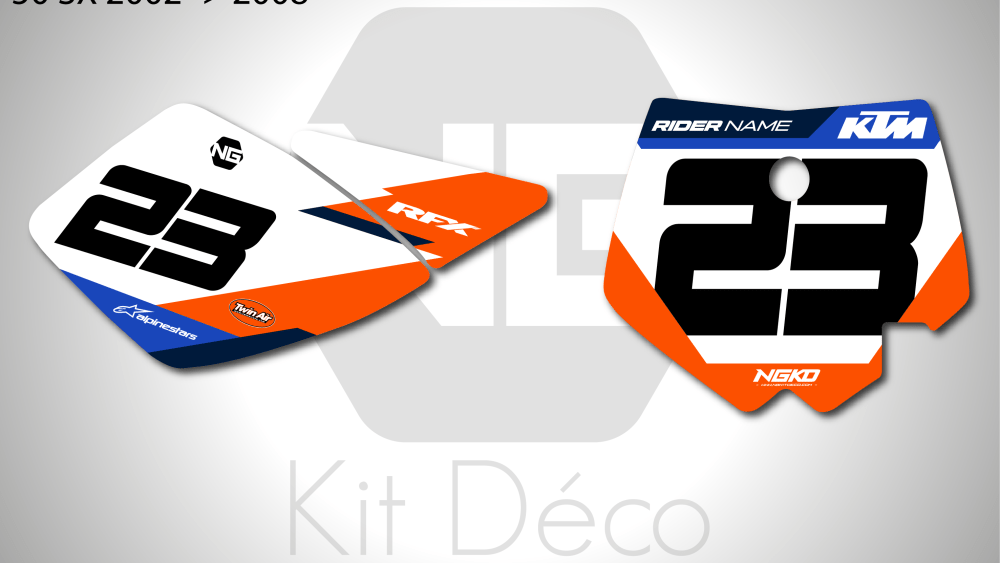 kit déco fond de plaques numéros 50 sx 2002 2003 2004 2005 2006 2007 2008 ktm motocross ng bax series motocross mx decals stickers graphics autocollant adhesifs