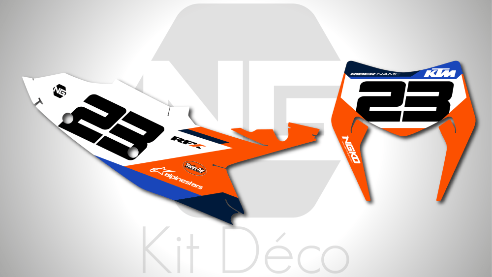 kit déco fond de plaques numéros ktm 125 250 300 350 450 500 exc excf tpi xcw 2026 2027 enduro ng bax series decals stickers graphics autocollant adhesifs