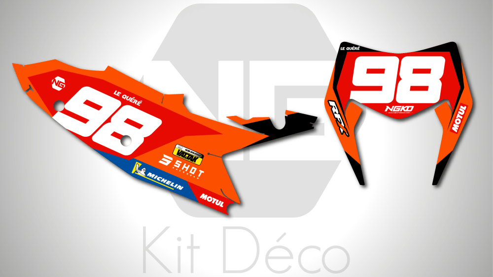 kit déco fond de plaques numéros ktm 125 250 300 350 450 500 exc excf tpi xcw 2026 2027 enduro ng dafy enduro team le quere fourcher decals stickers graphics autocollant adhesifs