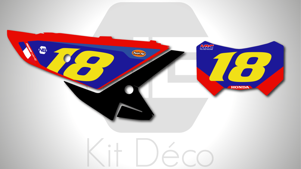 kit déco fond de plaque numéros 250 300 400 450 crf rx honda red moto enduro 2025 2026 2027 ng factory hrc team mxgp usa 2026 mx decals stickers graphics autocollant adhésifs