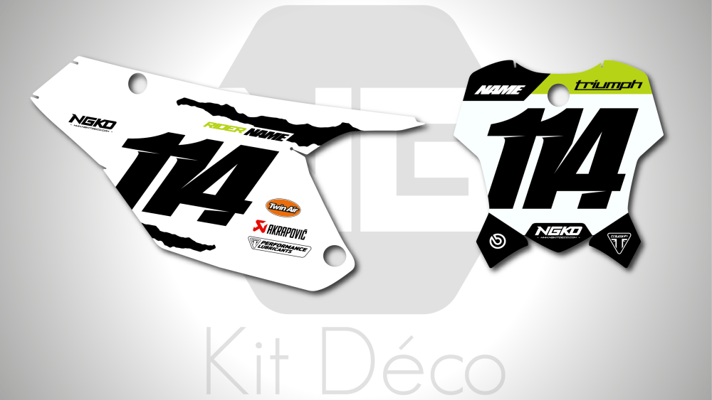 kit déco fond de plaque numéros triumph tf 250 450 x 2024 2025 2026 2027 motocross ng mx bridge series decals graphics stickers autocollant adhesifs