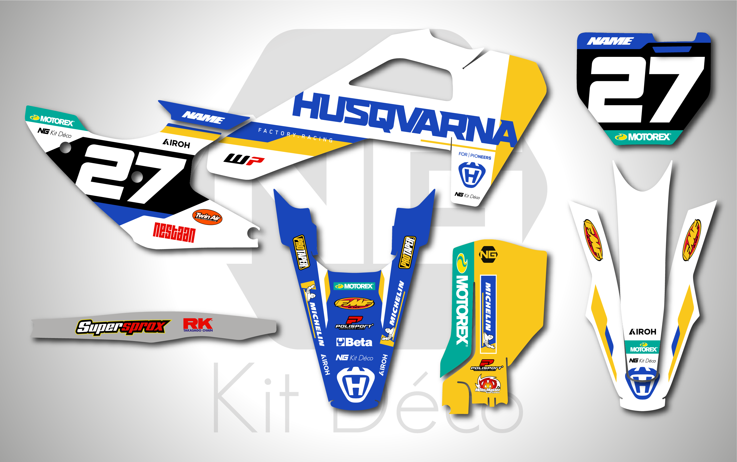 kit déco 125 150 250 300 350 450 TC fc 2025 2026 2027 husqvarna ng oem origine originality 2027 motocross graphics mx decals autocollant adhesifs