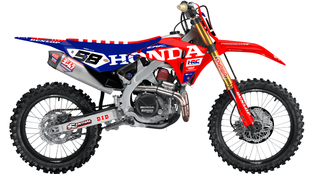 kit déco 250 450 crf 2025 2026 2027 honda motocross ng factory team hrc 2026 2 lawrence mx decals graphics stickers autocollant adhesifs visuel