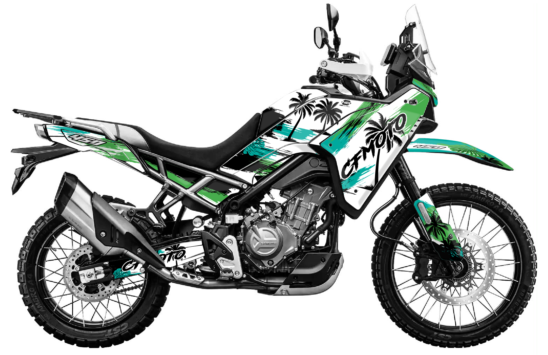 kit déco cf moto cfmoto 450 mt 450mt trail ng palm séries decals stickers adventure graphics autocollant adhesifs vert visuel