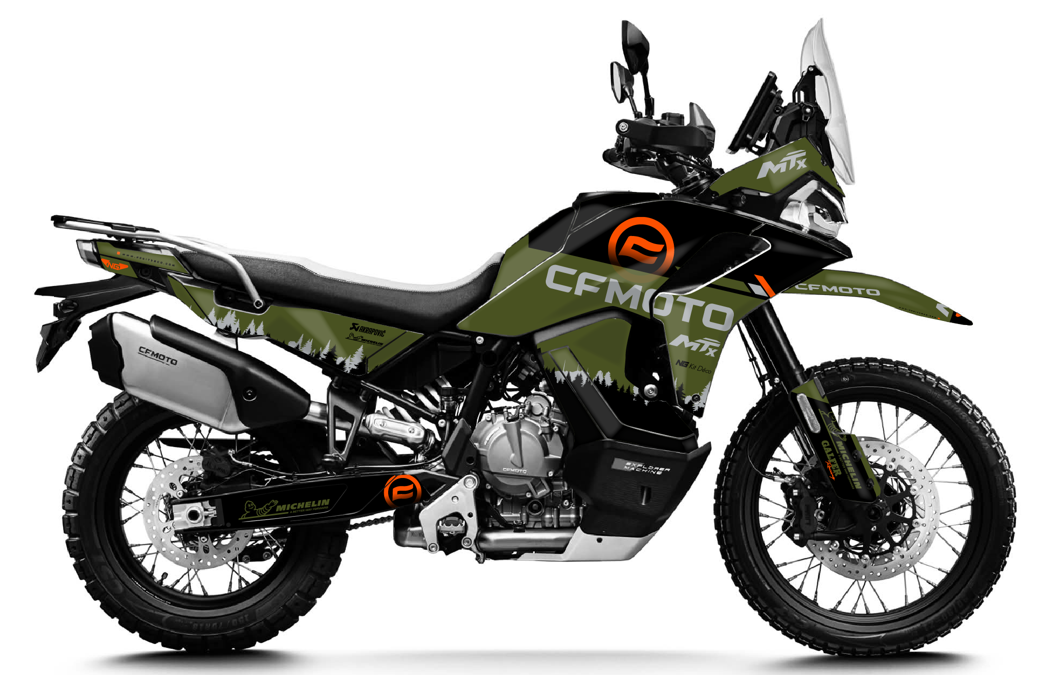kit déco cf moto cfmoto 800 mtx 800mtx 2025 2026 2027 trail ng fir séries decals stickers adventure graphics autocollant adhesifs kaki visuel