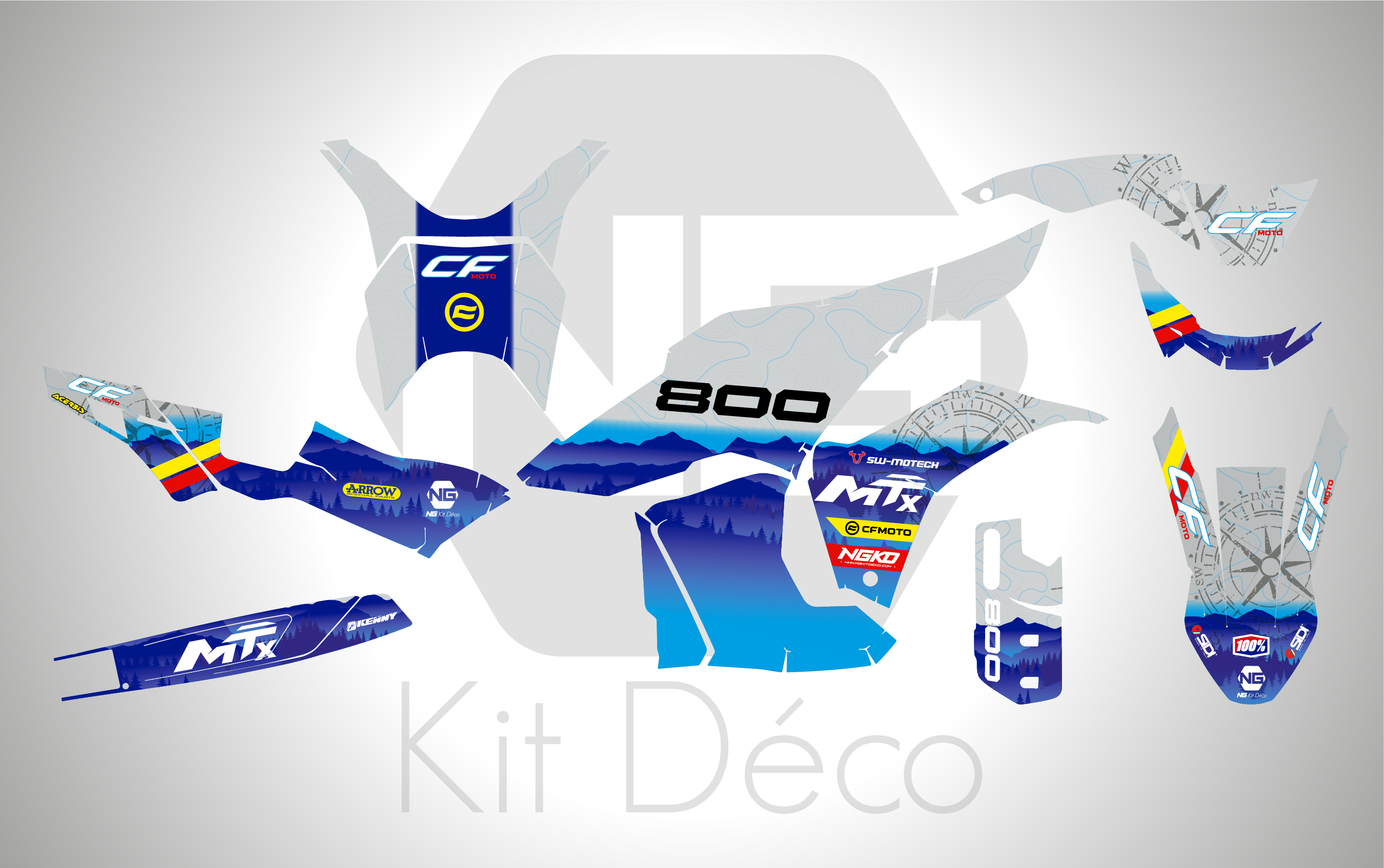 kit déco cf moto cfmoto 800 mtx 800mtx 2025 2026 2027 trail ng lil séries decals stickers adventure graphics autocollant adhesifs