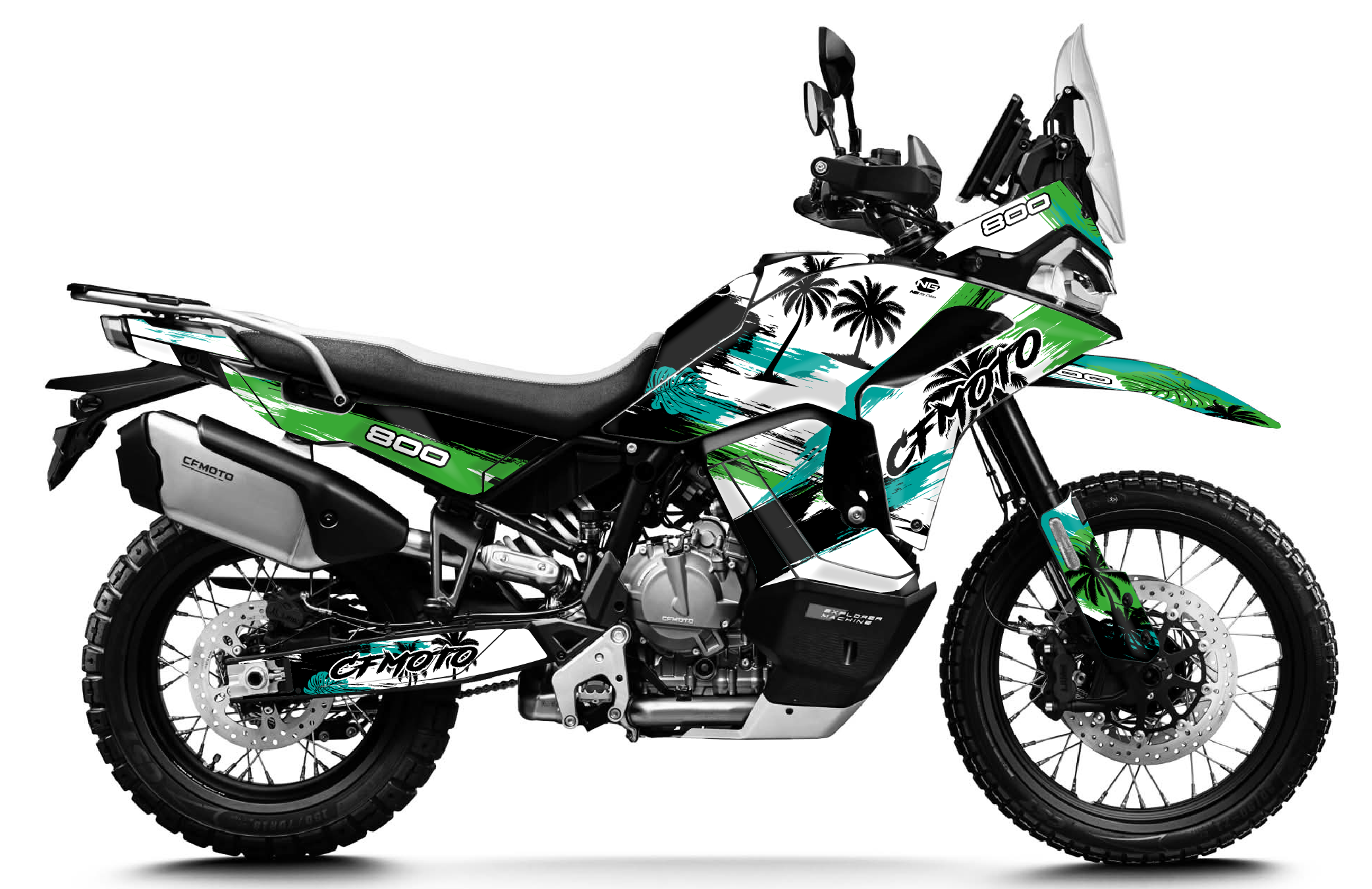 kit déco cf moto cfmoto 800 mtx 800mtx 2025 2026 2027 trail ng palm palmier séries decals stickers adventure graphics autocollant adhesifs visuel vert