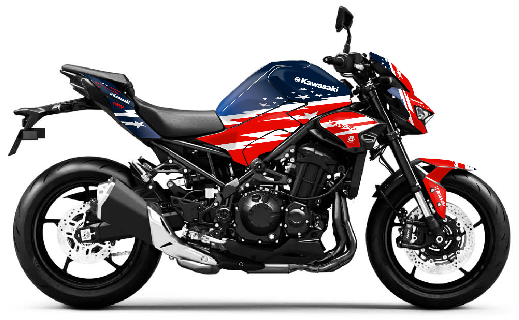 kit déco kawasaki z 900 z900 2025 2026 2027 2028 moto ng america séries decals stickers graphics autocollant adhesifs visuel