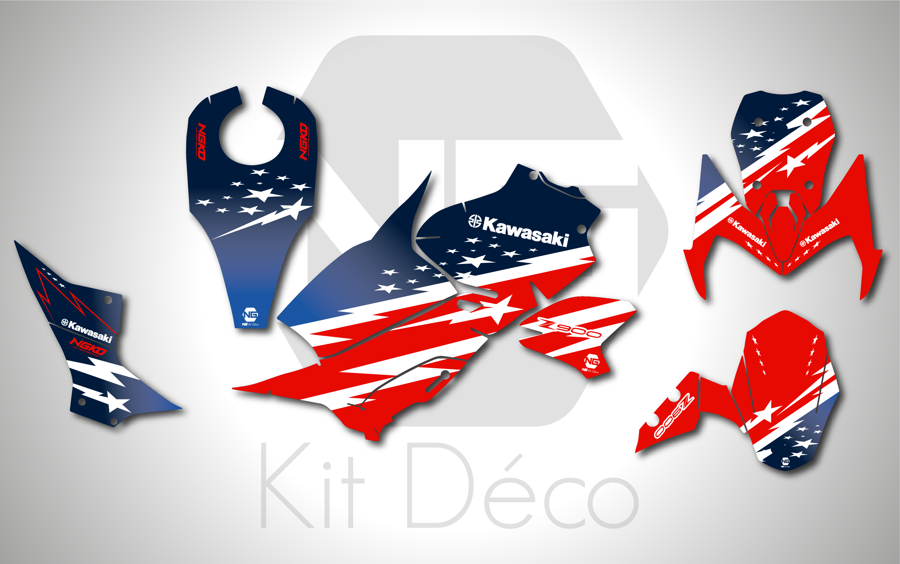 kit déco kawasaki z 900 z900 2025 2026 2027 2028 moto ng america séries decals stickers graphics autocollant adhesifs