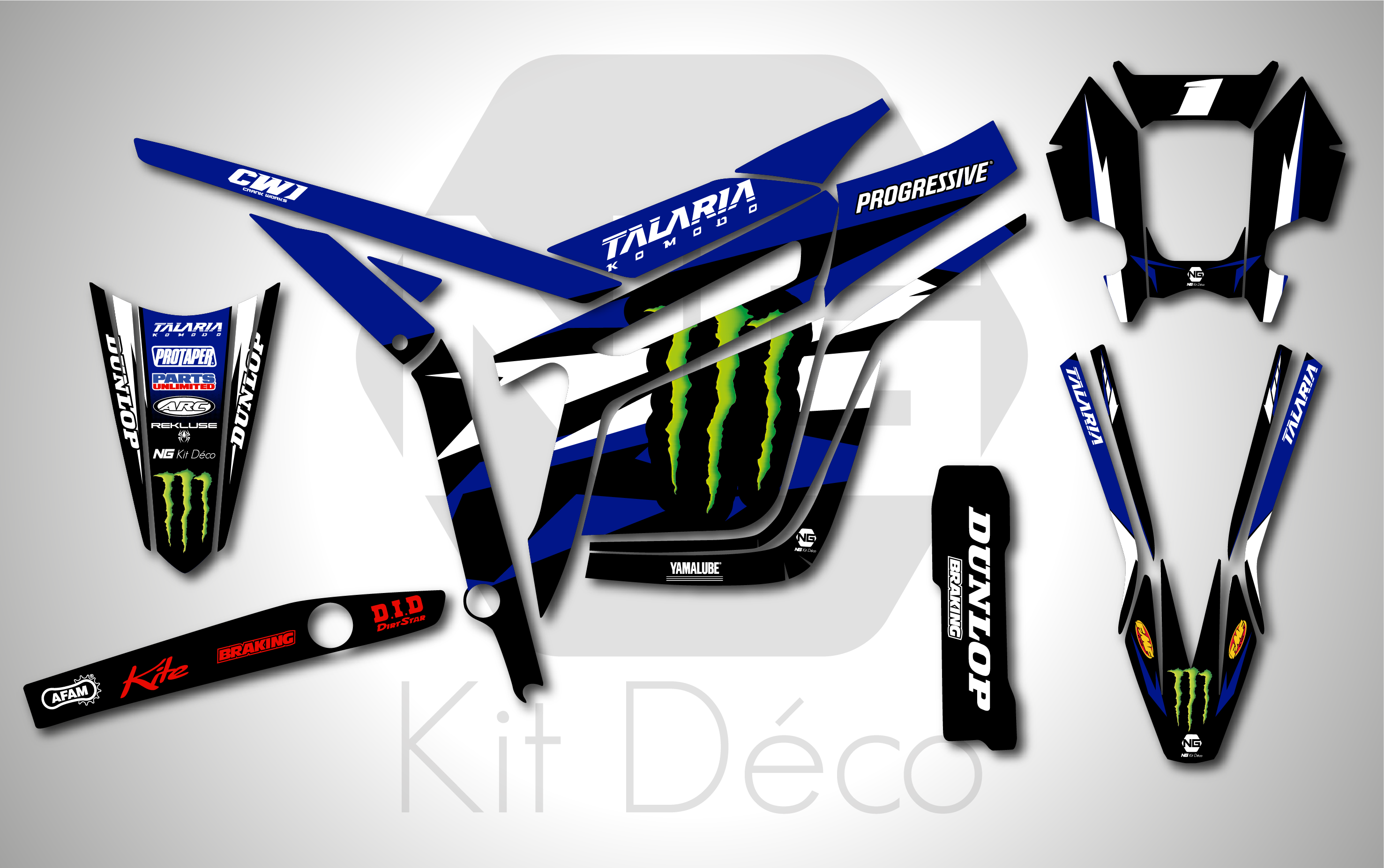 kit déco moto électrique talaria komodo off road yamaha replica star facto 2026 ng decals stickers graphics autocollant adhésifs
