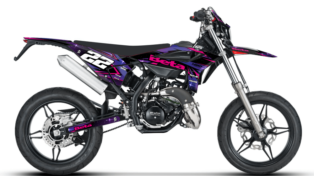kit déco 50 beta rr 2021 2022 2023 2024 2025 2026 2027 2028 enduro supermotard ng space espace bleu rose violet décals stickers graphcis autocollant adhesifs visuel