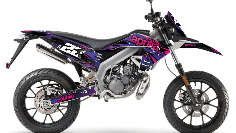 kit déco 50 cc aprilia 50 sx 2018 2019 2020 2021 2022 2023 2024 2025 2026 2027 2028 ng enduro supermotard moto space espace bleu rose violette decals stickers graphics autocollant adhesifs visuel