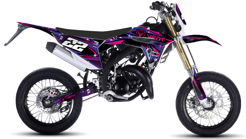 kit déco 50 cc vent moto baja derapage 2023 2024 2025 2026 2027 2028 enduro supermotard ng space bleu rose violet decals stickers graphics autocollant adhesifs moto visuel
