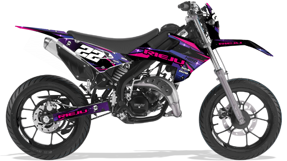 kit déco 50 rieju mrt enduro supermotard 2022 2023 2024 2025 2026 2027 2028 ng space espace bleu rose violet decals stickers graphics autocollant adhesifs visuel