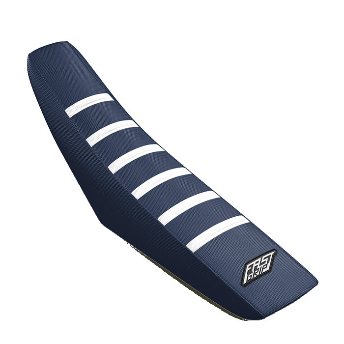 housse de selle husqvarna 50 65 85 125 250 300 350 450 501 tc fc te fe fast grip anti dérapante navy blanche