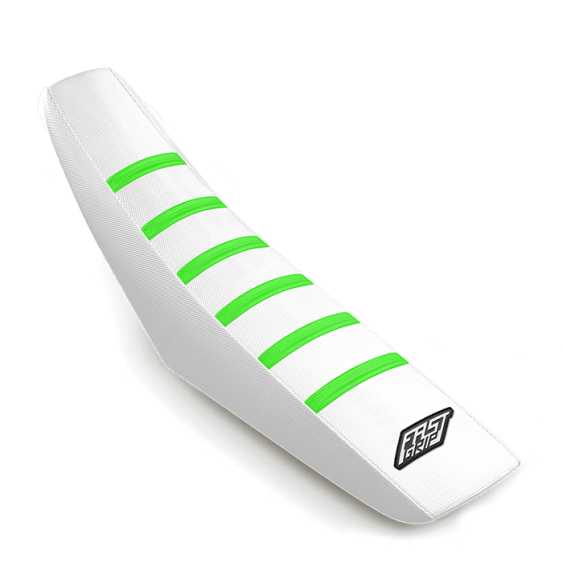 housse de selle kawasaki 65 85 110 125 250 327 450 kx kxf klx fast grip anti déranpante blanche verte 2