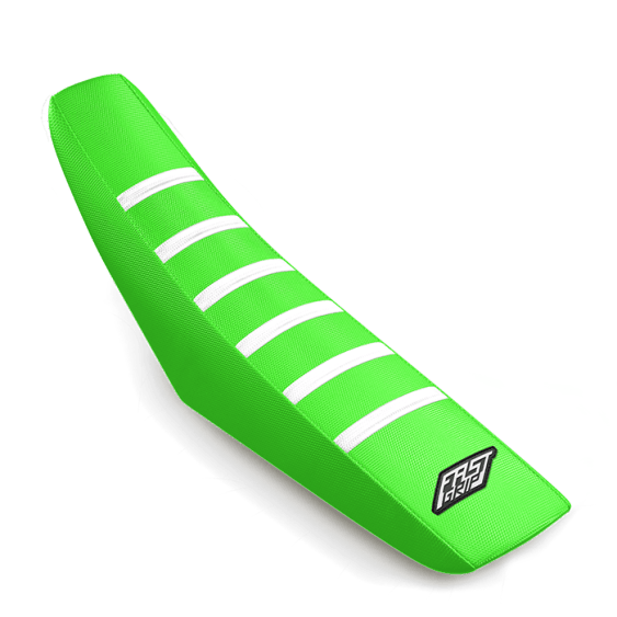 housse de selle kawasaki 65 85 110 125 250 327 450 kx kxf klx fast grip anti déranpante verte blanche 2
