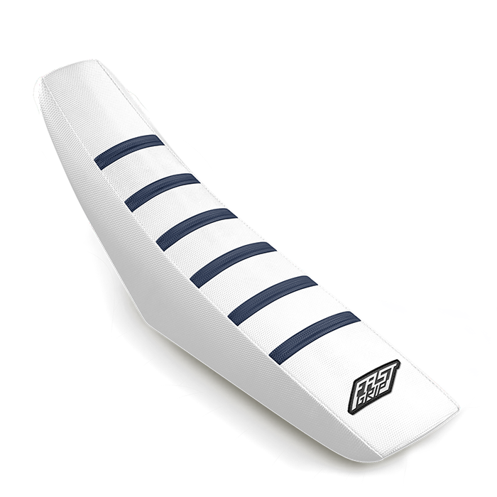 housse de selle ktm 50 65 85 125 250 300 350 450 500 sx sxf exc excf fast grip anti dérapante blanche navy