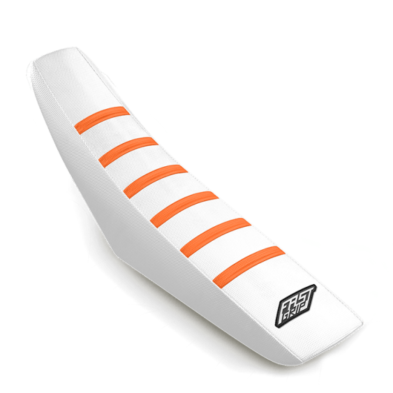 housse de selle ktm 50 65 85 125 250 300 350 450 500 sx sxf exc excf fast grip anti dérapante blanche orange