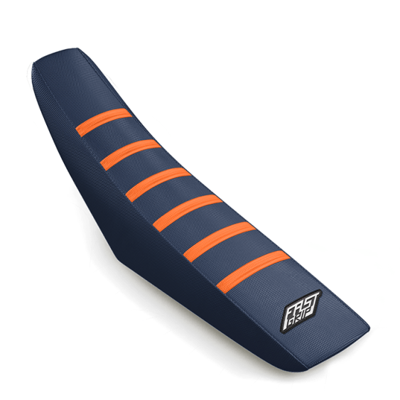 housse de selle ktm 50 65 85 125 250 300 350 450 500 sx sxf exc excf fast grip anti dérapante navy orange