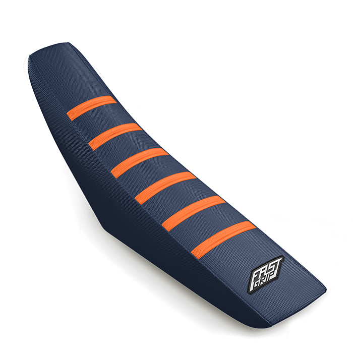 housse de selle ktm 50 65 85 125 250 300 350 450 500 sx sxf exc excf fast grip anti dérapante navy orange